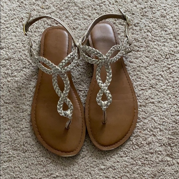 Francescas Gold Braided Sandals-Size 10 - Picture 1 of 2